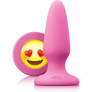 Nsnovelties – Siliconen Buttplug met Emoji Stop Liefde Hoogwaardig Afgewerkt – 10.4 cm – Roze