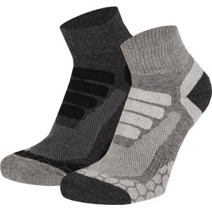 Xtreme Wandelsokken Quarter - Lage hiking sokken - 2-pack - Multi Grey - Maat 35/38