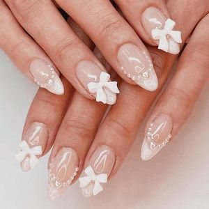 24 stuks Press On Nails French Druk op nagels Stick On Nail Gel kunstnagelgel