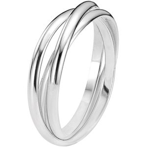 Lucardi Dames Driedelige ring - Ring - Cadeau - Echt Zilver - Zilverkleurig