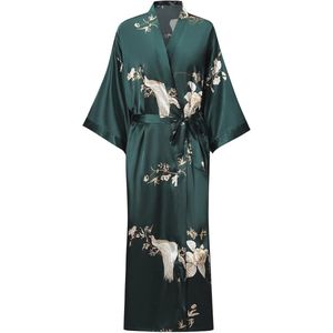 Lange Zijdeachtige Badjassen voor Dames - Satijnen Kimono Gewaden met Bloemenprint
