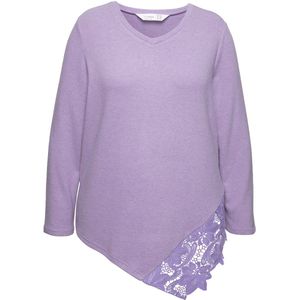 MIAMODA MIAMODA - Dames - Trui A-lijn kanten inzetstuk lange mouwen - Seringpaars - Maat 42+