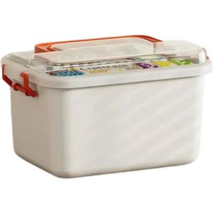 JeiibrZui Opbergbak Met Deksel - Kunststof Opbergbakken - Grote Capaciteit En Meerlaags Ontwerp Voor Medicijnen - 1 Stuk - Thuisgebruik + Rood