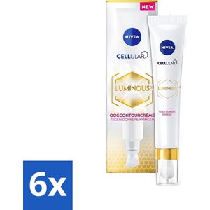 6 x NIVEA - Oogcrème - CELLular LUMINOUS630 - Tegen donkere kringen, wallen & rimpels - Voor alle huidtypen - Met Hyaluronzuur & Cafeïne - 15 ml - NIVEA Oogcreme - Oogcontourcrème - Donkere Kringen - Wallen - Rimpels