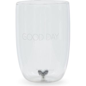 Riviera Maison Waterglas gegraveerd met tekst, DrinkGlas Good Day Glass - Transparant - Glas 560 ml