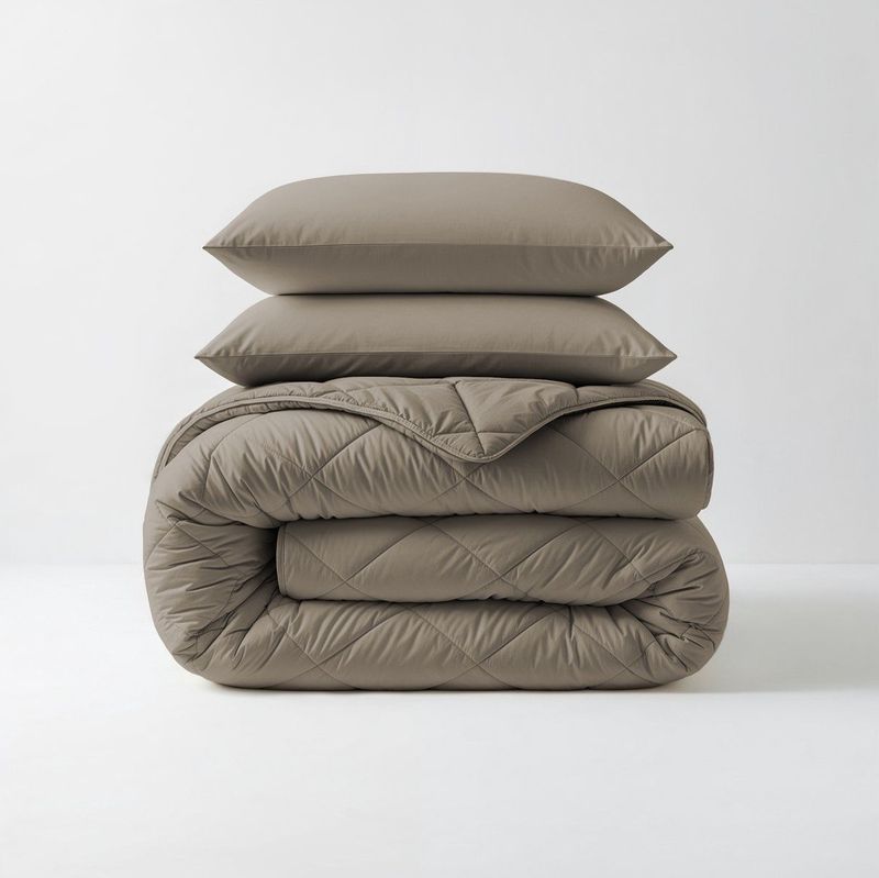 Sleeptime - 2 in 1 Diamant Dekbed - Taupe - Dekbed zonder Overtrek Inclusief Kussenslopen - 240x200