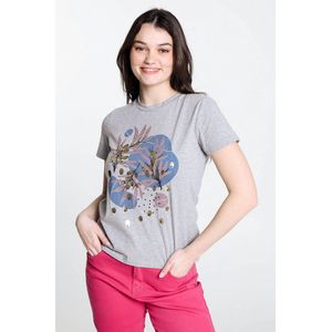 Cassis T-shirt met print van bloemen en pailletten