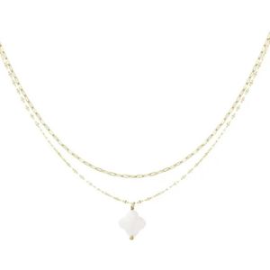 White clover ketting 18K - gold plated - waterproof - nikkel vrij - goud - gold - wit - white - ketting - necklace - dubbele ketting - layering - layer - clover - klaver -