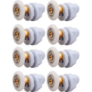 8 Stuks (diameter 23 mm)Schuifdeur-Douchecabine Wielen- Loopwielen katrollen - Reserve Wieltjes Geleiders Rollers-vervangingsonderdelenvoor badkamerdeuren-Ouderwetse doucheruimte glazen deur katrol-schuifdeur hangende katrol