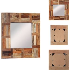 vidaXL Wandspiegel - Antieke Stijl - Massief gerecycled hout - 50x50 cm - Spiegel