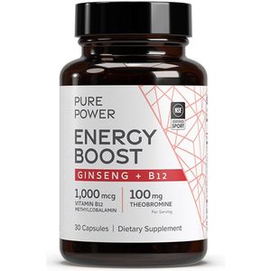 Pure Power - Energy Boost - Ginseng - B12 - Theobromine - 30 capsules