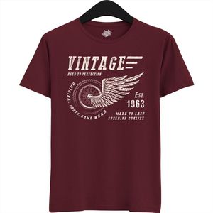 A Vintage Motorcycle Addict Est 1963 | Retro Verjaardag Motor Cadeau Shirt - T-Shirt - Unisex - Burgundy - Maat XL