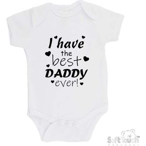 100% katoenen Romper ""I have the best daddy ever!"" Vader Vaderdag Unisex Katoen Wit/zwart 56/62