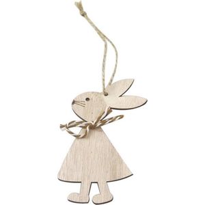 Schattige houten konijn figuren -  Paasdecoratie - Paastakken | Konijntjes hout - Hanger - Paashangers | Effen -  bruin / wit touw | Decoratie babykamer - Versiering | Geboorte - Baby - Babyshower | Guirlande | Pasen - Paashaas - Haas | Leuk inpakken
