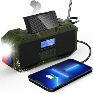 Noodradio waterdicht zwengelradio Dab FM met bluetooth-luidspreker en powerbank 4000 mAh - zaklamp stroboscoop thermometer SOS