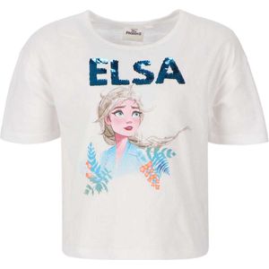 Frozen Elsa wit t-shirt met omkeerbare pailletten | maat 128