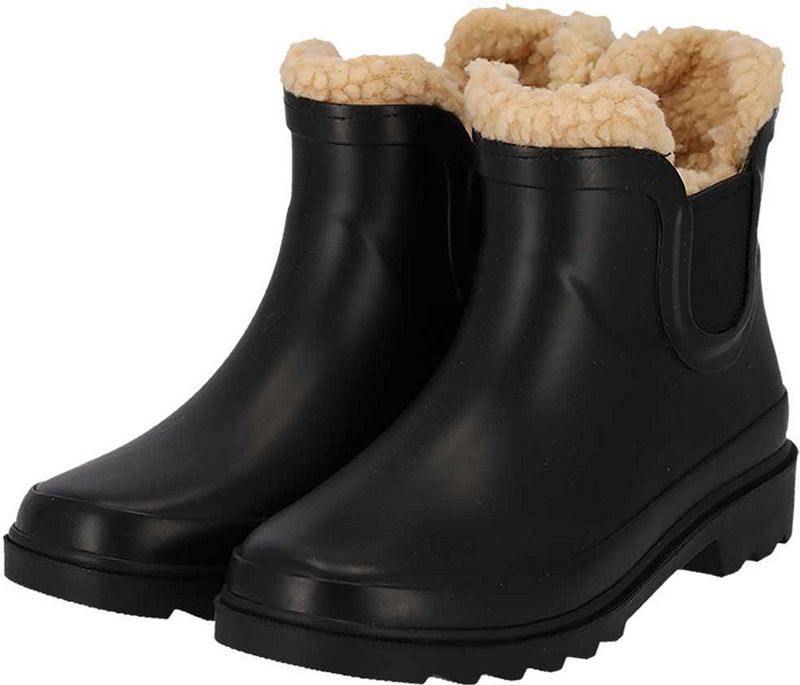 XQ-Footwear - Chelsea - Regenlaarzen - Zwart - Fake Fur Voering - Rubber