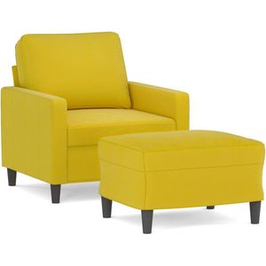vidaXL Fauteuil met voetenbank - 60 cm - Fluweel - Geel