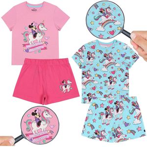 Minnie Mouse Disney Zomerpyjama voor Meisjes, Katoenen Korte Mouw Pyjama 2st