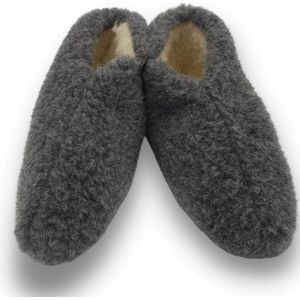 wollen sloffen 100% wol pantoffels -zwart - maat 38