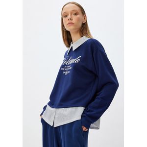 Koton - Sweatshirt - Navy / Wit - Katoen - Lange Mouw