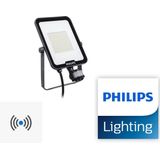 Philips LED Breedstraler Ledinaire BVP164 - Zwart - 20W - Met sensor - Neutraal Wit - Waterdicht IP65