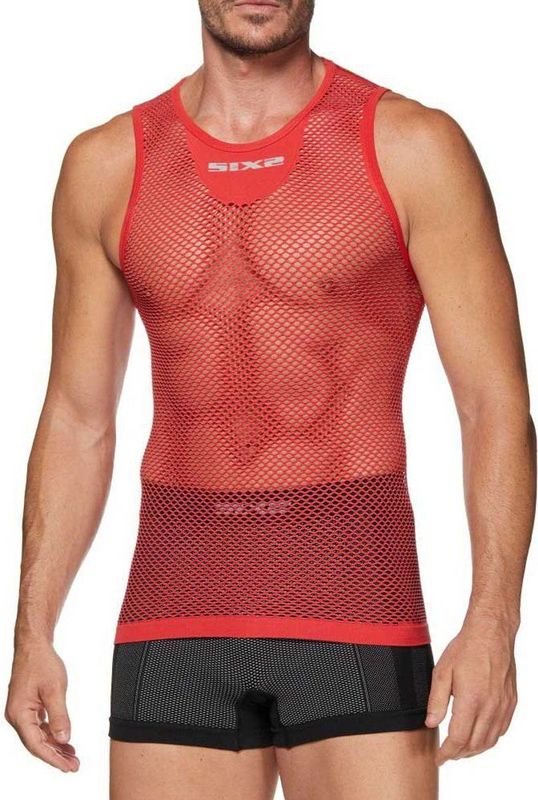 Sixs Mouwloos Basislaag Rood S-M Man