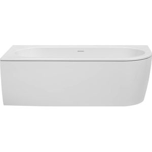 Saqu Line - Half Vrijstaand Bad - Glans Wit Acryl - 2-Persoons - 180x80 cm - Incl. Afvoerplug