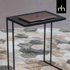 Mangohouten Bijzettafel Dayton Mahom Industrieel - Kleine tafel van Mangohout & Metaal - Industriële Huiskamertafel