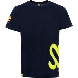 SEB Tee Navy - Neon Yellow | T-shirt heren - Blauw - Neon - Organisch katoen - T shirt