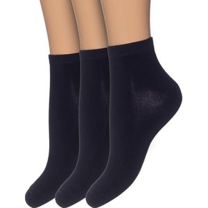 Bonnie Doon Bamboe Sneakersokken Dames Donker Blauw maat 36/42 - 3 paar - Licht, Ademend, Soepel - Zeer Comfortabel en Zacht - Zakken niet af - Korte sokken - Bamboo Viscose Rayon - Antibacteriële Werking - Milieubewust - Navy - OL0410993.102