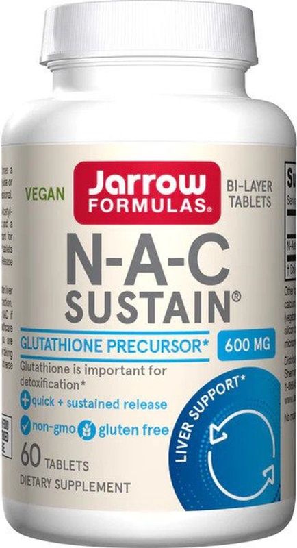 NAC Sustain 60 tabletten - N-acetylcysteïne, antioxidant en glutathionprecursor | Jarrow Formulas