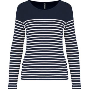 Kariban Gestreept dames-t-shirt lange mouwen K386 - Navy / White Stripes - S