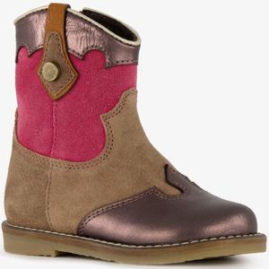 Groot suede meisjes cowboy western enkellaarsjes bruin - Maat 23 - Echt leer - Uitneembare zool