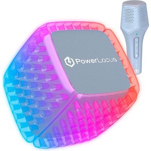 PowerLocus Aero - Draadloze Speaker en Karaokeset voor Kinderen en Volwassenen - Bluetooth Speaker met Draadloze Microfoon - Draagbare - Spatwaterdicht - Micro SD Mode - Licht Blauw