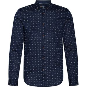 TOM TAILOR - Overhemd - Navy/Wit - Regular Fit - Lange Mouw