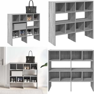 vidaXL Schoenenrekken 2 st stapelbaar 89,5x30x40 cm grijs sonoma eiken - Schoenenrek - Schoenrekken - Schoen Opbergrek - Schoenorganisator