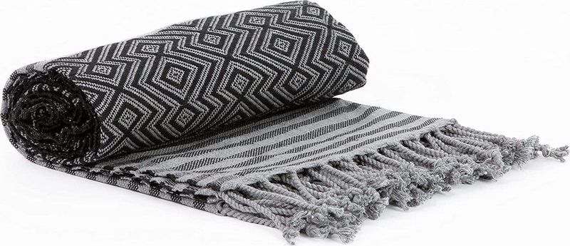 Hamamdoek - Ottoman - Zwart - 190 x 90cm