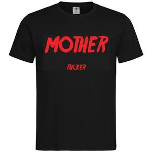 T-shirt Unisex Volwassenen Lol - Festival - carnaval - kermis - festival - vrijgezel - feestje - grappig - humor - Weekend - ""Mother fucker"" | korte mouw | Zwart/rood | maat S