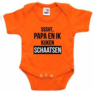 Oranje fan romper voor babys - Sssht kijken schaatsen - Holland / Nederland supporter - EK/ WK baby rompers 68
