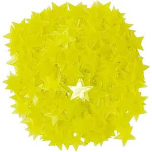 300 stuks lichtgevende sterstickers - Fluorescerende stickers 3D-lichtgevende sterrenbehang kinderkamerdecoratie (geel)