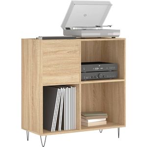 Platenspelermeubel - LP-kast - Platenspelerkast - Draaitafelstandaard - Platenspelerstandaard - Vintage Displayplank - Sonoma Eiken