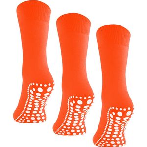 Budino® Huissokken Anti Slip - Dikke Antislip sokken - Gripsokken - Dikke Yoga Pilates Sokken - maat 35-38 - 1 paar - Oranje
