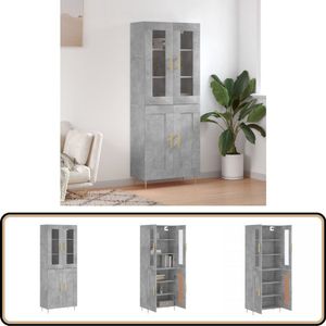 vidaXL Hoge kast 69,5x34x180 cm bewerkt hout betongrijs