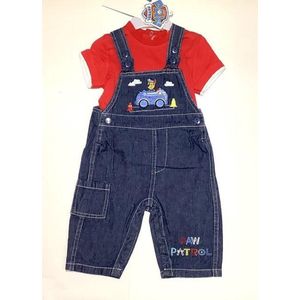 Paw Patrol tuinpak / salopette - geborduurd - blauw - maat 68/74 (71 cm)