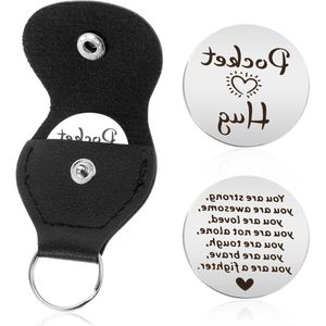 Inspirerend Roestvrij Stalen Pocket Hug Sleutelhanger - Dubbelzijdig - Kerstcadeau voor Mannen, Vrouwen en Familie