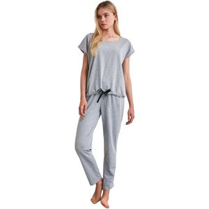 Trendyol Marineblauwe 100% Katoenen Stropdas Gedetailleerde T-Shirt-Broek Gebreide Pyjamaset Thmss20Pt0068