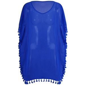 Strandjurk - Strand Bedekken jurk - Dames Strandkledding Omslagdoek - Vrouwen Strandjurkje - Omslagdoek Effen - Beach Cover Up - one size - Blauw - LOUZIR