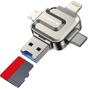SD Kaart Lezer - 5 in 1 Micro SD Kaart naar USB C, USB 3.0 , geschikt voor Apple Lightning Kaartlezer - Card Reader - Telefoon, Tablet, Laptop, Smartphone - Geschikt voor SD Kaart Lezer iPhone