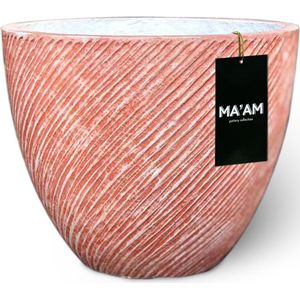 MA'AM Riley - Bloempot - D24x20 - Terracotta - Gestreept Patroon - Vorstbestendig - Lichtgewicht GRC